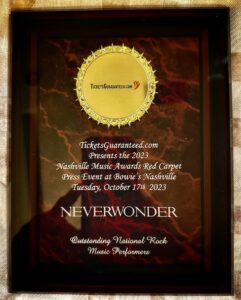 Nashville Music Awards 2023 - Neverwonder - Outstanding National Rock Music Performers