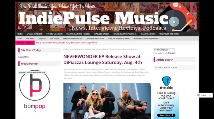 IndiePulse Music - NEVERWONDER EP Release Show at DiPiazza's