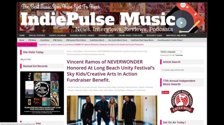 IndiePulse Music: Vincent Ramos of NEVERWONDER Honored At Long Beach Unity Festival - 28 MAR 2019