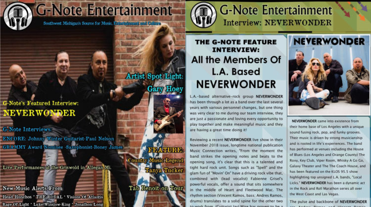 G-Note Entertainment Magazine: Cover + Feature - NEVERWONDER - APR 2019