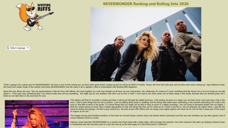 Riveting Riffs Magazine - NEVERWONDER Rocking and Rolling Into 2020 - 12 JAN 2020