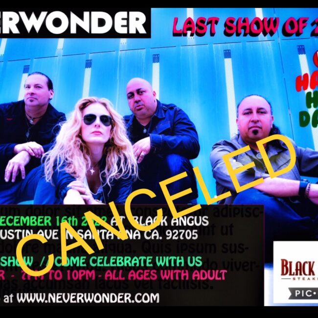 Canceled - Neverwonder Black Angus Tour - 16 DEC 2022